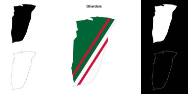 Ghardaia province outline map set clipart