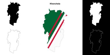 Khenchela province outline map set clipart