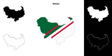 Skikda province outline map set clipart