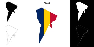 Tibesti region outline map set clipart