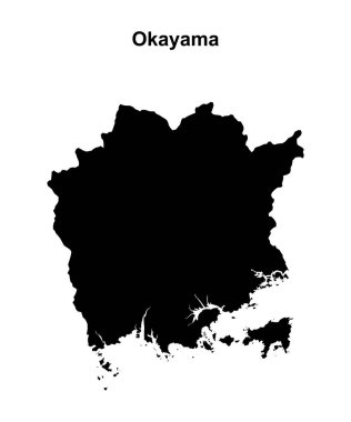 Okayama prefecture blank outline map clipart