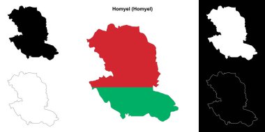 Homyel district outline map set clipart