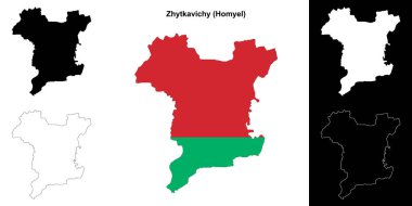 Zhytkavichy district outline map set clipart