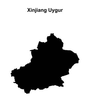 Xinjiang Uygur province blank outline map clipart