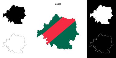 Bogra district outline map set clipart