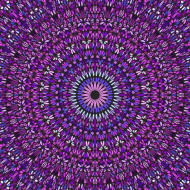 Renkli radyal çiçek mozaik model arkaplan tasarımı - kavisli taşlardan soyut çiçekli psikedelik hipnoz vektörü çizimi