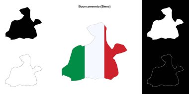 Buonconvento (Tuscany) outline map set clipart