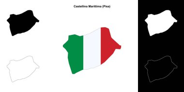 Castellina Marittima (Tuscany) outline map set clipart