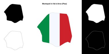 Val d Arno 'daki Montopoli (Toskana) ana hat haritası seti