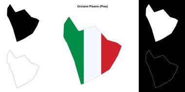 Orciano Pisano (Tuscany) outline map set clipart