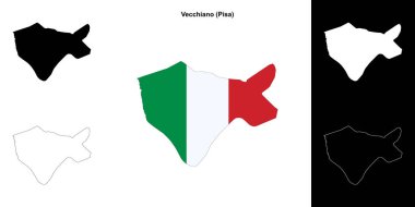 Vecchiano (Tuscany) outline map set clipart