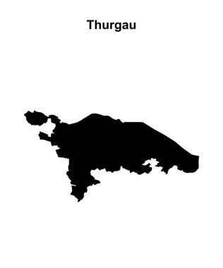 Thurgau canton blank outline map clipart