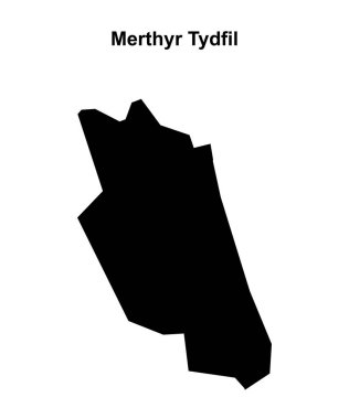 Merthyr Tydfil blank outline map clipart