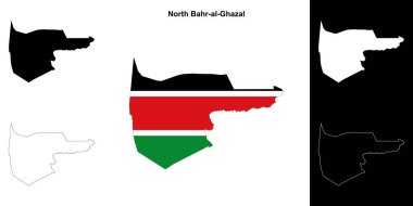 North Bahr-al-Ghazal state outline map set clipart