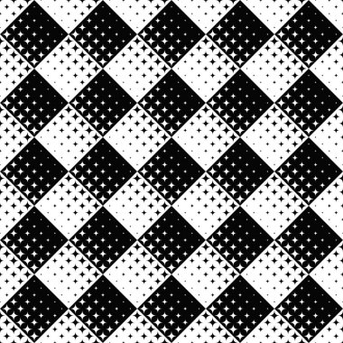 Geometrik soyut dikişsiz yıldız deseni arkaplanı - yıldızlardan siyah ve beyaz vektör çizimi