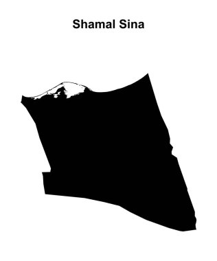 Shamal Sina governorate blank outline map clipart