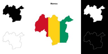 Mamou region outline map set clipart