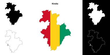 Kindia region outline map set clipart