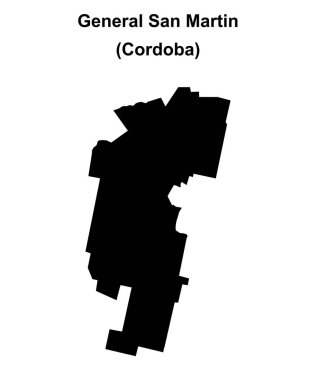 General San Martin department (Cordoba) blank outline map clipart