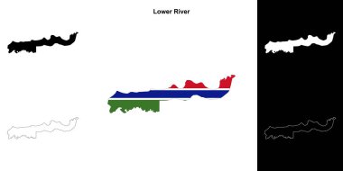 Lower River region outline map set clipart