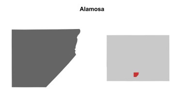 Alamosa İlçesi (Colorado) boş ana hat haritası seti