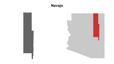 Navajo İlçesi (Arizona) boş ana hat haritası seti