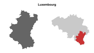 Luxembourg province blank outline map set clipart