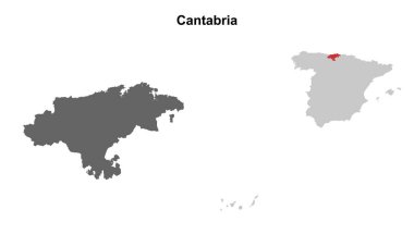 Cantabria blank outline map set clipart