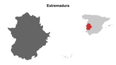 Extremadura boş ana hat haritası seti