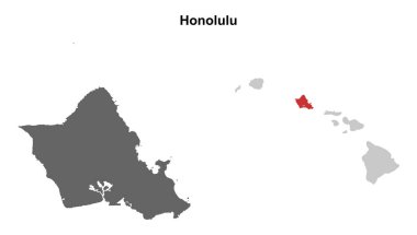 Honolulu İlçesi (Hawaii) boş ana hat haritası seti