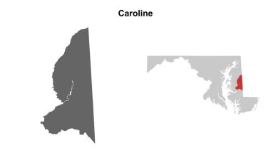 Caroline County (Maryland) blank outline map set clipart