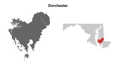 Dorchester County (Maryland) blank outline map set clipart