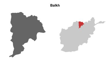 Balkh province blank outline map set clipart