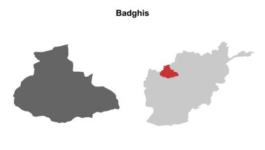 Badghis province blank outline map set clipart