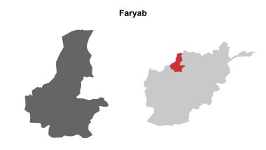 Faryab province blank outline map set clipart