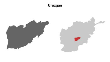 Uruzgan province blank outline map set clipart