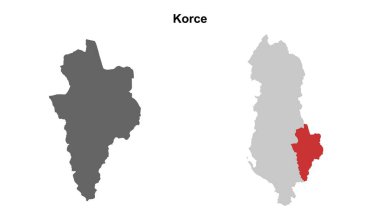 Korce county blank outline map set clipart