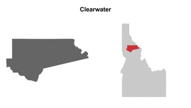 Clearwater County (Idaho) blank outline map set clipart