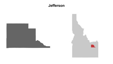 Jefferson County (Idaho) blank outline map set clipart