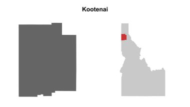 Kootenai County (Idaho) blank outline map set clipart