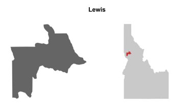 Lewis County (Idaho) blank outline map set clipart