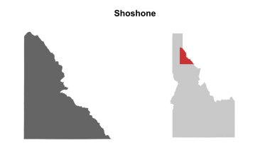 Shoshone County (Idaho) blank outline map set clipart