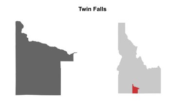 Twin Falls İlçesi (Idaho) boş ana hat haritası seti