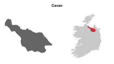 Cavan county blank outline map set clipart