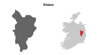 Kildare county blank outline map set clipart