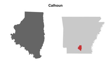 Calhoun County (Arkansas) blank outline map set clipart