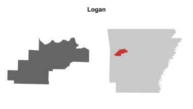 Logan County (Arkansas) blank outline map set