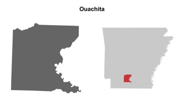 Ouachita İlçesi (Arkansas) boş ana hat haritası seti