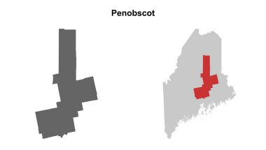 Penobscot İlçesi (Maine) boş ana hat haritası seti