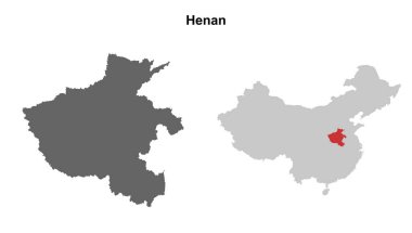 Henan province blank outline map set clipart